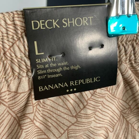 Banana Republic Palm Print Deck Short Slim Fit Brown Size L NWT - Picture 4 of 7